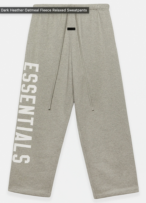 Fear of God Essentials Dark Heather Oatmeal Fleece Relaxed Sweatpants