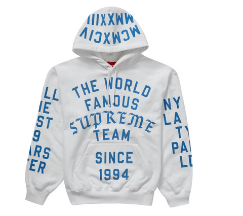 Supreme Team Flocked Hooded Sweatshirt White