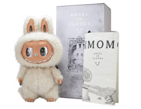 Pop Mart The Monsters Labubu Zimomo Angel in Clouds Figure + Tote Bag