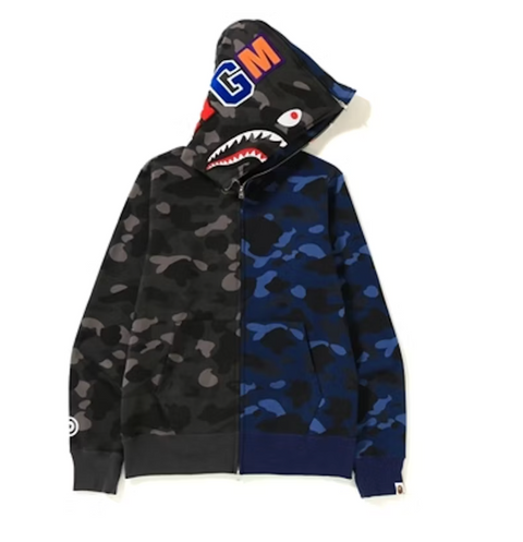 BAPE Color Camo Separate Shark Full Zip Hoodie Black/Blue
