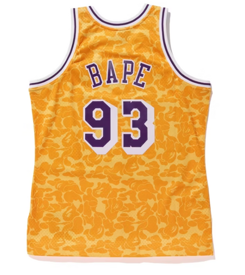 BAPE x Mitchell & Ness Lakers ABC Basketball Swingman Jersey Yellow