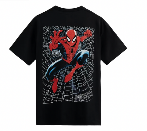 Kith Marvel Spider-Man Web Logo Tee Black