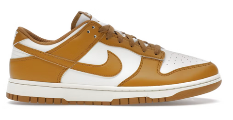 Brown and white sneaker with Nike logo on a white background