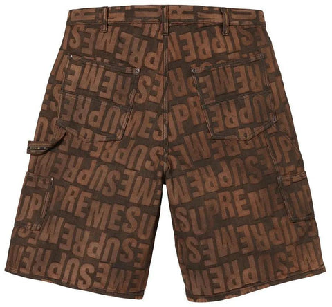 Supreme Repeat Jacquard Double Knee Denim Short Dark Brown