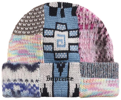 Supreme Patchwork Beanie Blue
