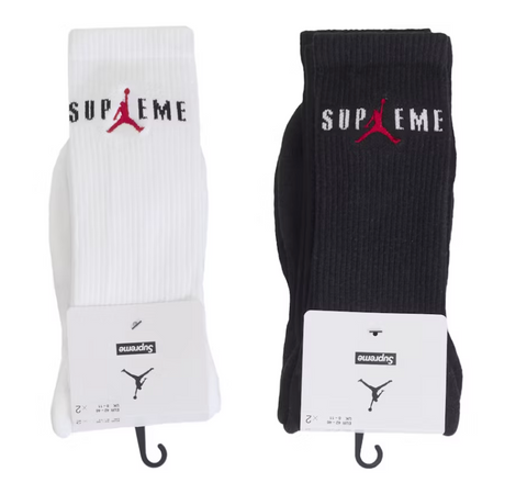 Supreme Jordan Crew Socks (2 Pack) Black/White