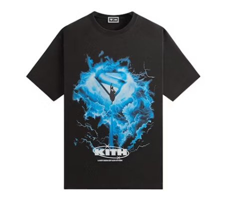 Kith x Superman 2025 Movie Lightning Vintage Tee Black