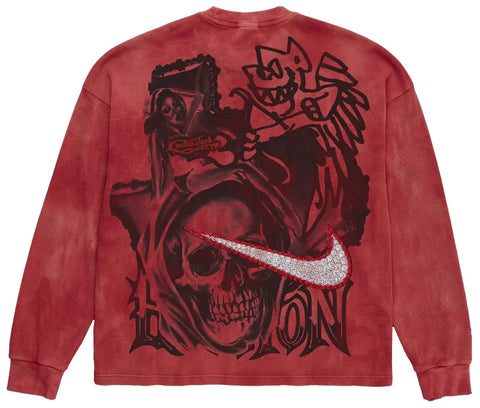 Travis Scott Cactus Jack x Nike Tie Dye Thermal Rhinestone Long Sleeves T-shirt Red