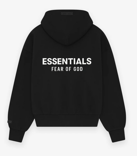 ESSENTIALS Classic Full Zip-Up Hoodie Jet Black