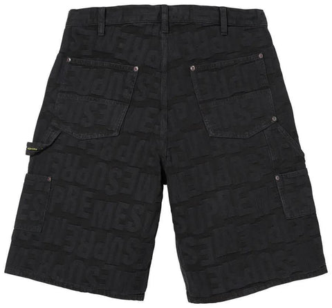 Supreme Repeat Jacquard Double Knee Denim Short Black
