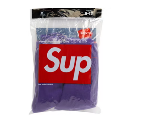 Supreme Hanes Crew Socks (4 Pack) Purple
