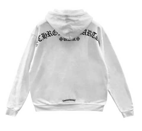Chrome Hearts T-Bar Logo USA Shoulder Zip-Up Hoodie White