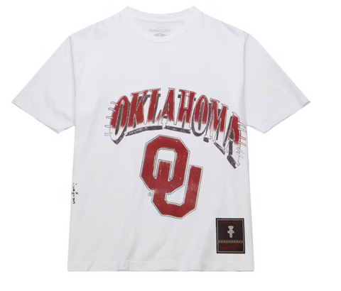 Travis Scott x Mitchell & Ness Oklahoma Sooners Hand-Drawn T-Shirt White