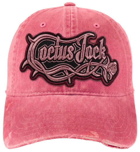 Travis Scott Cactus Jack Distressed Pink Patch Logo Hat Pink