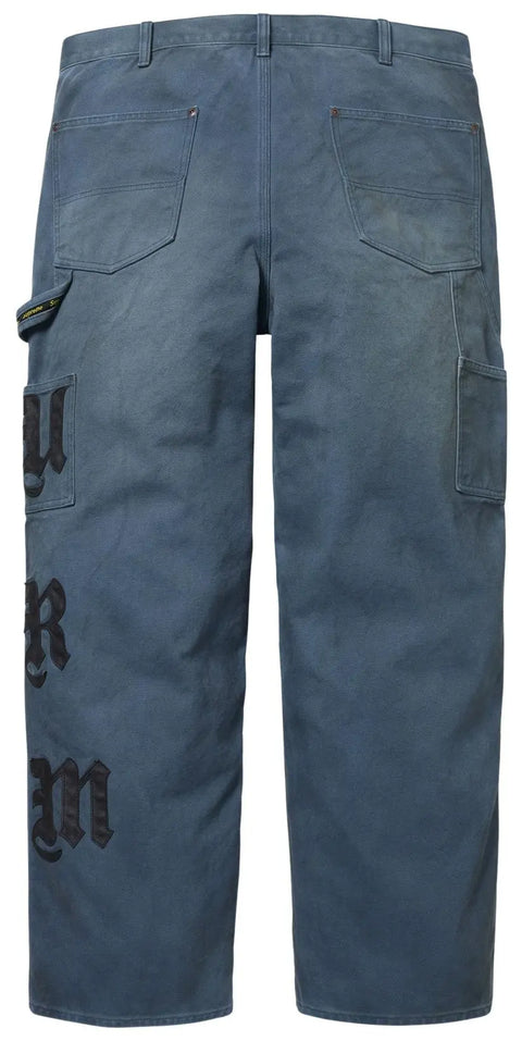 Supreme Leather Applique Double Knee Painter Pant Blue