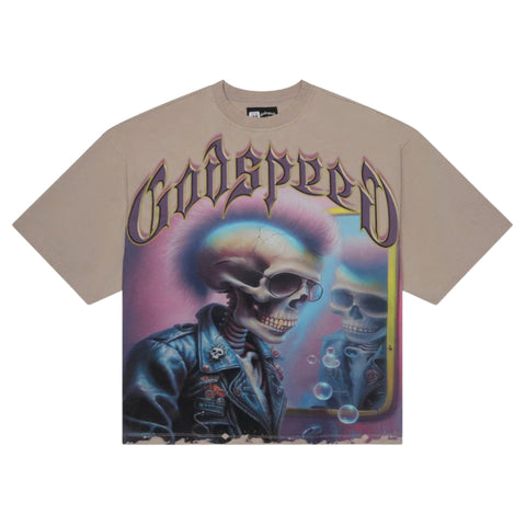 Godspeed Man in the Mirror T-Shirt Stone Grey