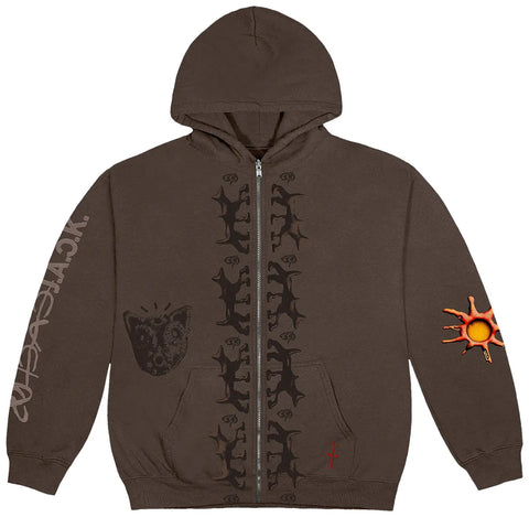 Travis Scott Reverse Dog Zip Up Hoodie Brown