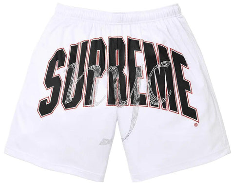 Supreme Rhinestone Mesh Short White
