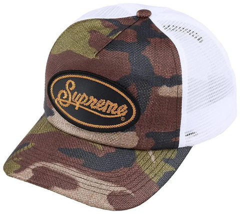 Supreme Raffia Mesh Back 5-Panel Hat Woodland Camo